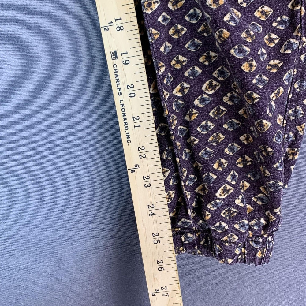 Anthropologie Pants Women XS Purple Lin Jogger Elastic Waist Cuffed Crop Geo AOP - Picture 10 of 15